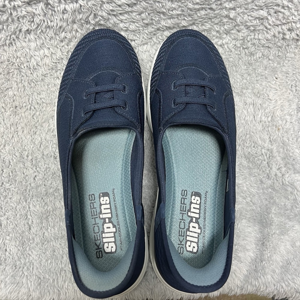 Skechers Slip Ins On The Go Flex Top Notch Shoes 9.5 Navy Blue Handsfree Comfort - Picture 4 of 10